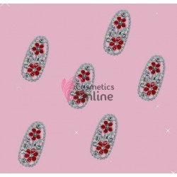 Decoratiuni 3D Metalice 067 Flori Argintii cu Stras 